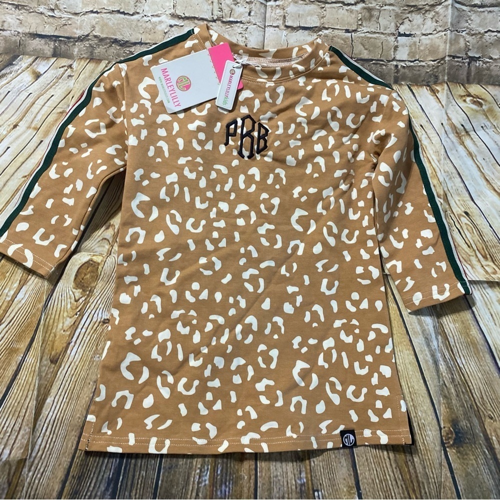 NWT Marleylilly Tan Leopard Print Long Sleeve Dress